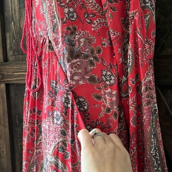 Free People Rain or Shine Printed Dress in Poppy Combo w/pockets - Picture 5 of 11